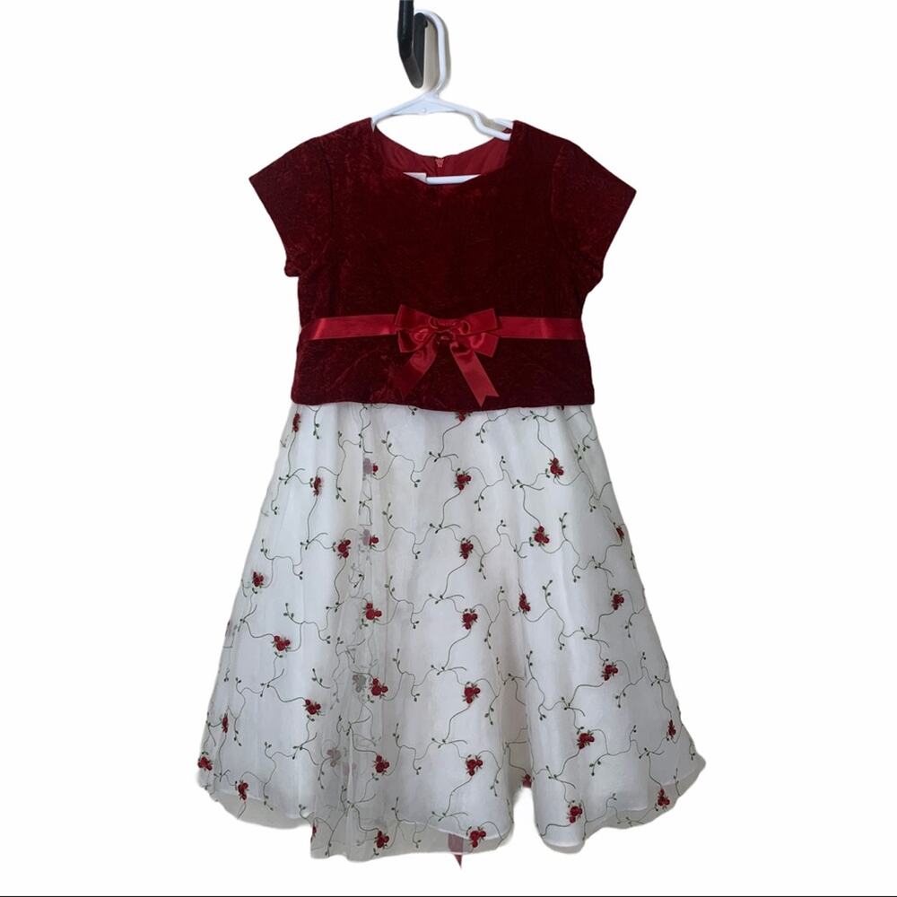 Bonnie Jean Embroidered Velvet and Tulle Dress 6